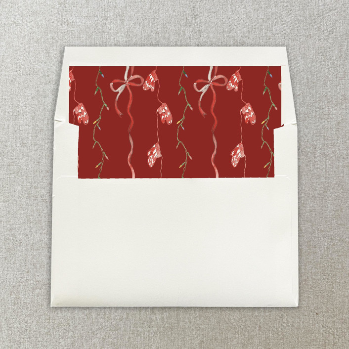 Red Merry Christmas Stripes Square Envelope Liner | Set of 10