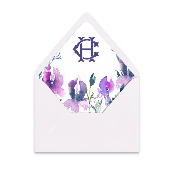 Custom Monogram Iris Envelope Liners | Set of 25 | For A7 envelopes