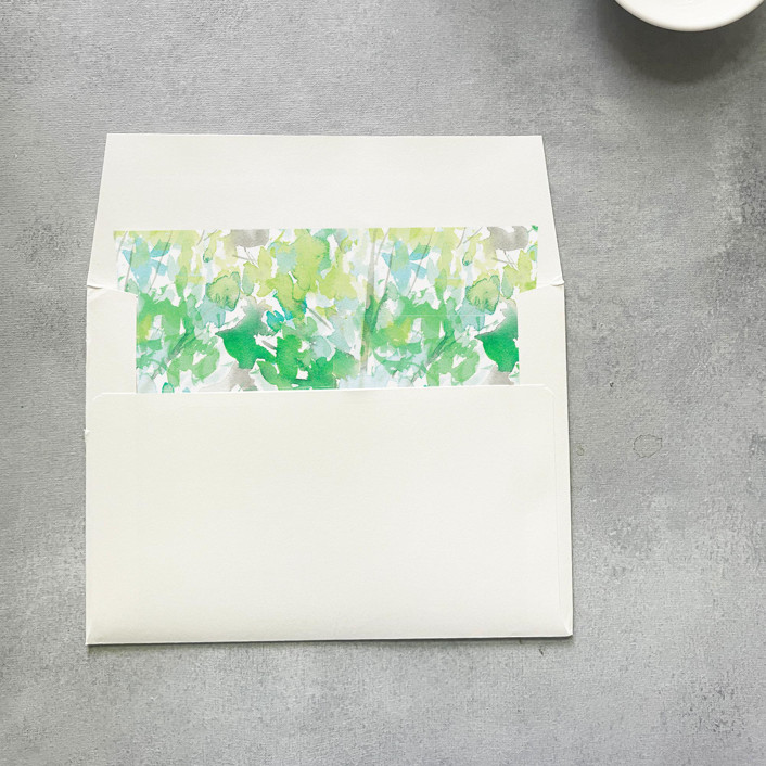 Summer Green Watercolor Square Envelope Liner | Set of 10 | For 5x7” invitations