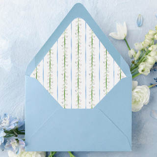 This is a multicolorassorted-colors wedding envelopes by Sterling Stripes called lily envelope liners | lily of the valley watercolor pattern (10 pack) in standard
