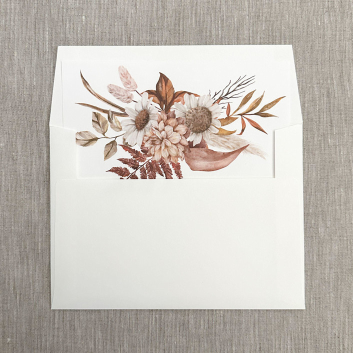 Fall florals straight flap envelope liner for A7 (5"x7") invitations | Set of 10