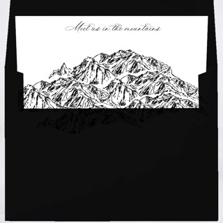 This is a white wedding envelopes by Kimee Meyer called mountain skyline landscape envelope liner with custom text/saying | set of 10 | for 5x7 minted square flap envelope in standard