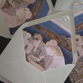 This is a multicolorassorted-colors wedding envelopes by Studio Lavender called santorini greece envelope liner, pack of 25 in standard