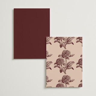 This is a burgundy menu cards with standard by Nazia Hyder called museum printing on signature in 5x7