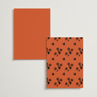 This is a amaro menu cards with standard by Claire called bold and demure printing on signature in 5x7