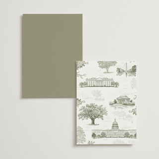 This is a olive menu cards with standard by Jenna Holcomb called washington dc toile printing on signature in standard