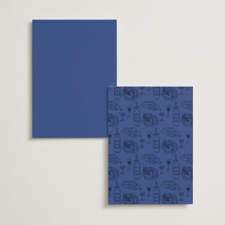 This is a blueberry menu cards with standard by Elly called bon appetit printing on signature in standard