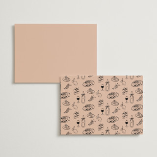 This is a peach menu cards with standard by Elly called dinner sketch printing on signature in standard