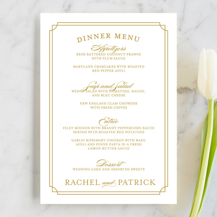 luxe border menu cards by sarah guse brown minted formal menu cards