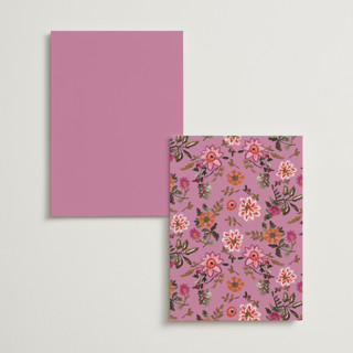 This is a ivory menu cards with standard by Caroline Bonne Muller called indian floral chintz lush printing on signature in standard