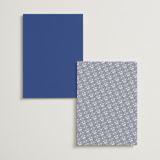 This is a marseille bleu menu cards with standard by Deborah Chou called two toned printing on signature in standard