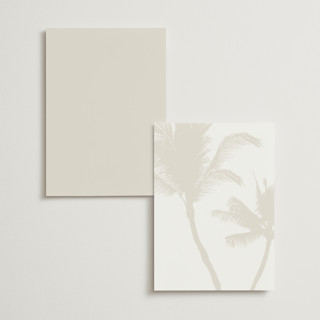 This is a ecru menu cards with standard by AK Graphics called palm printing on signature in standard