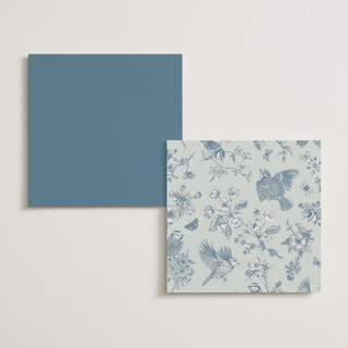 This is a dusty blue menu cards with standard by Jennifer Postorino called empire printing on signature in 5x5