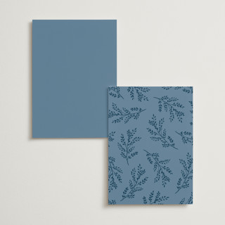 This is a navy menu cards with standard by Hooray Creative called modern romance printing on signature in standard