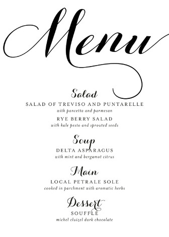 Modern Mint Menu Cards By Marabou Design Minted