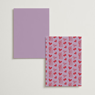 This is a lavender menu cards with standard by Becky Nimoy called cake topper printing on signature in standard