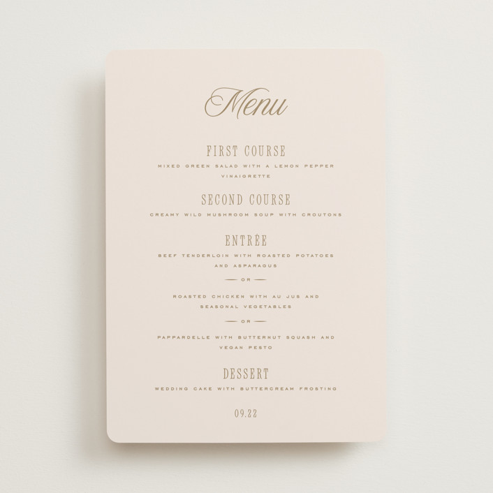"Felicity" - Menus in Pearl by Leah Bisch.