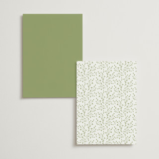 This is a olive menu cards with standard by Jennifer Wick called delicate buds printing on signature in standard