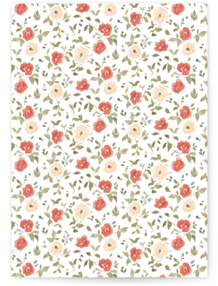 This is a pomegranate menu cards with standard by Everett Paper Goods called roses crest printing on signature in 5x7