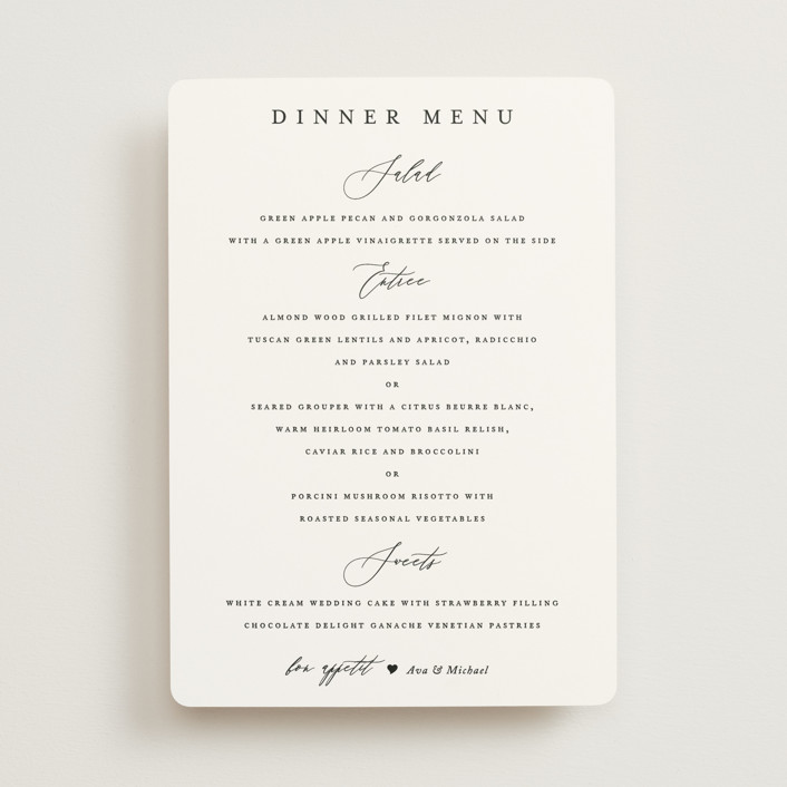 Delicate Menus by Jennifer Postorino | Minted