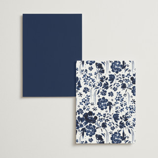 This is a indigo menu cards with standard by Angela Marzuki called brushstrokes in bloom printing on signature in standard