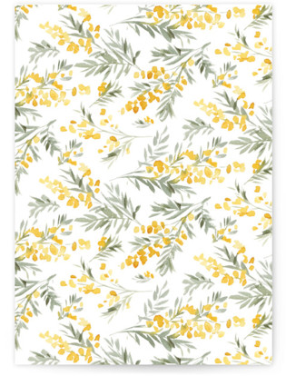 This is a dandelion menu cards with standard by Everett Paper Goods called mimosa printing on signature in standard