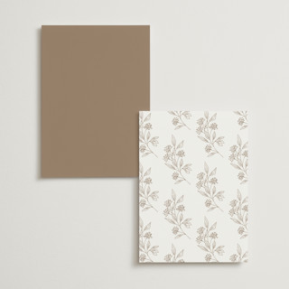 This is a taupe menu cards with standard by Chris Griffith called monogrammed printing on signature in standard
