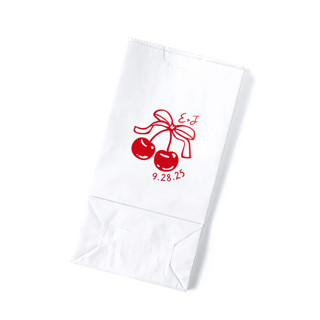 This is a natural wedding day of favors by ForYourParty called cherry bow initials favor bag, set of 50 in standard