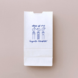 This is a white wedding day of favors by ForYourParty called tossed graduation caps favor bag, set of 25 in standard