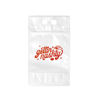 This is a red wedding day of favors by ForYourParty called gettin' nashty plastic pouch, set of 12 in standard