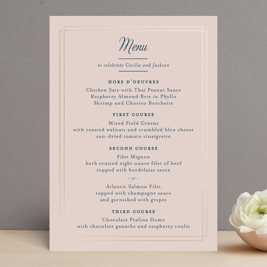 Chic Gala Foil-Pressed Menus by Kimberly FitzSimons | Minted