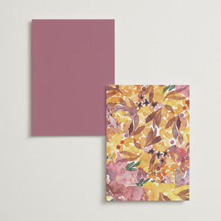 This is a amber menu cards with foil pressed by Alexandra Dzh called autumn flowers printing on signature in standard