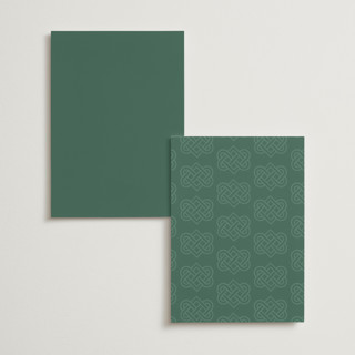 This is a clover menu cards with foil pressed by Kerry Doyle called celtic love knot printing on signature in standard