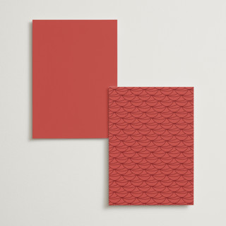 This is a ruby menu cards with foil pressed by Ghia Designs called fiery printing on signature in standard