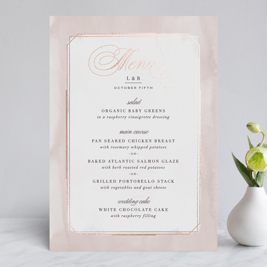 forever elegant foil pressed menus by hooray creative minted elegant menus