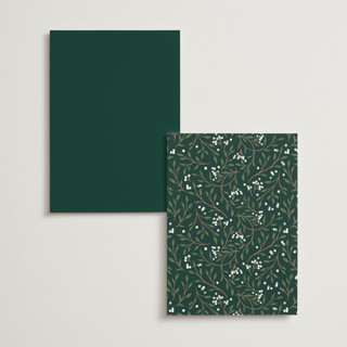 This is a evergreen menu cards with foil pressed by Alethea and Ruth called illuminated storybook printing on signature in 5x7