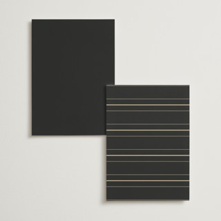 This is a charcoal menu cards with foil pressed by Lucrecia Caporale called timeless charm printing on signature in 5x7