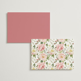 This is a peony menu cards with foil pressed by Susan Moyal called timeless blooms printing on signature in standard