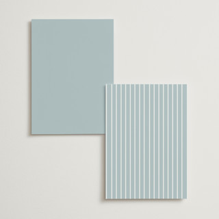 This is a dusty blue menu cards with foil pressed by Angela Thompson called delicacy printing on signature in standard