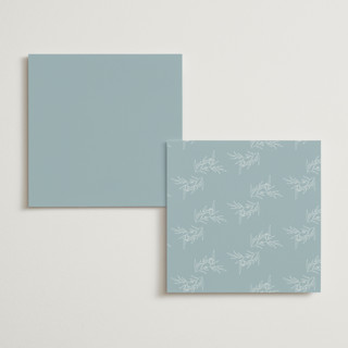 This is a powder blue menu cards with foil pressed by Jennifer Postorino called polished printing on signature in 5x5