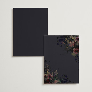 This is a midnight menu cards with foil pressed by Grace Kreinbrink called vintage rose garden printing on signature in standard