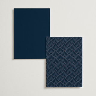 This is a navy menu cards with foil pressed by Hooray Creative called opulent border printing on signature in standard