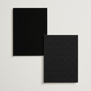 This is a ivory menu cards with foil pressed by Hooray Creative called gold trim printing on signature in standard