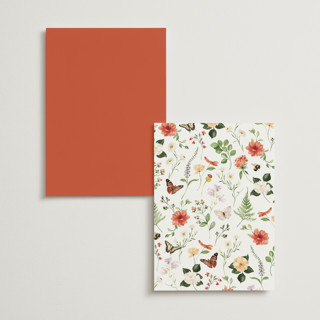 This is a verona sunset menu cards with foil pressed by Sarah Knight called fleur printing on signature in 5x7