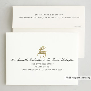 This is a champagne met with standard by Cass Loh called whimsical stag printing on signature in standard