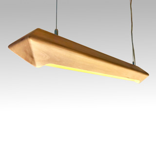 This is a beige home decor by Marcelo Orlievsky called patagonia wood pendant light in standard