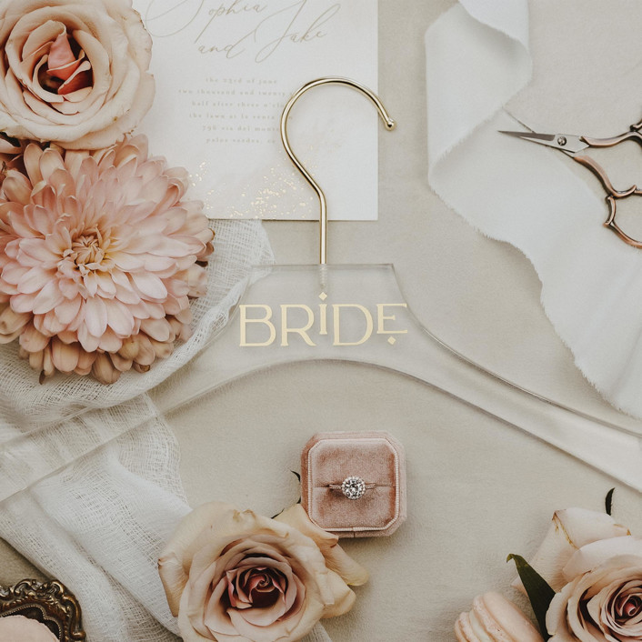 Personalized Wedding Dress Hanger for Bride Hangers by Ribbon and Rings |  Minted
