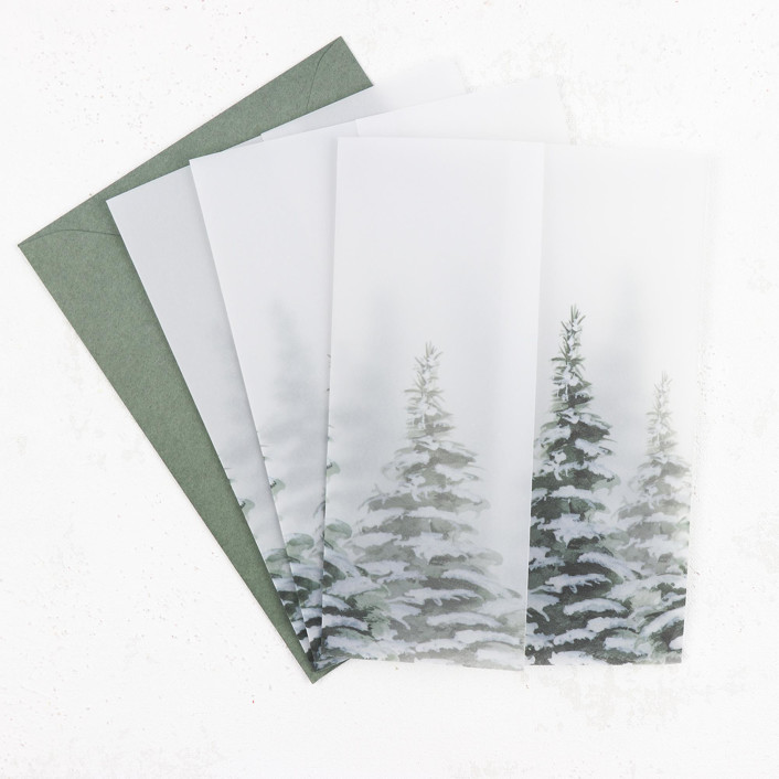 Green Snow Tree Vellum Jackets | Size 5x7 | Set of 50