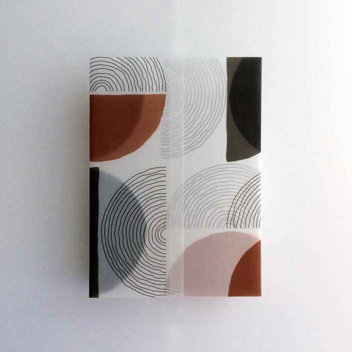 Rust and black Abstract minimalist Tree ring pattern printed vellum wrap for 5x7 card | pack of 10