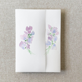 This is a purple vellum wedding invitations by Cotton and Bow called purple floral vellum jacket for wedding invitations | for petite 4.25x6" invitations | set of 10 in standard